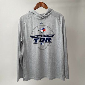 Toronto Blue Jays MLB Lightweight Long Sleeve Hooded Athletic T Shirt, Size M